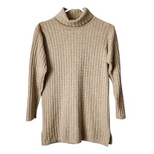 LOCHMERE cable knit cashmere turtleneck sweater in‎ oat size M